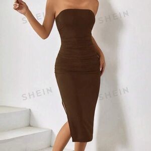 Chocolate brown tube top dress